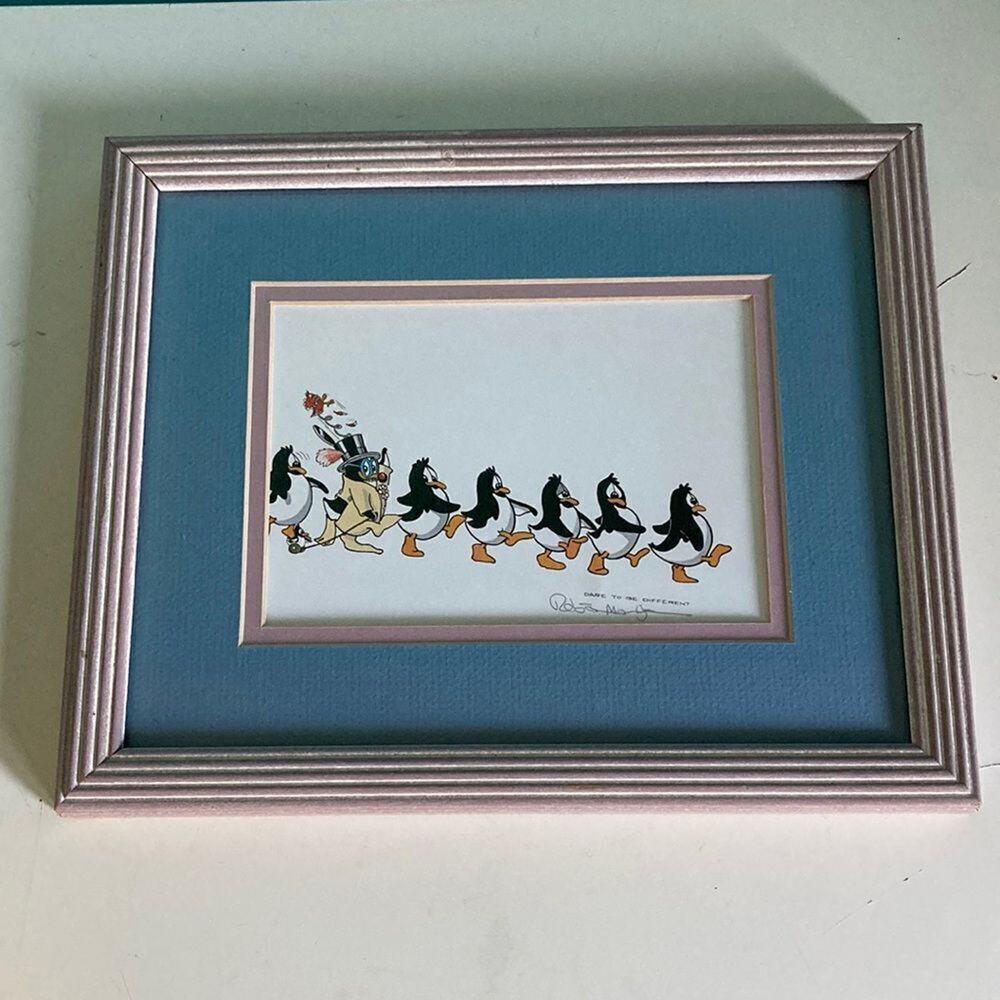 Robert Marble Art - Penguins “Dare to be Different” Framed 11.5” by 9.25”